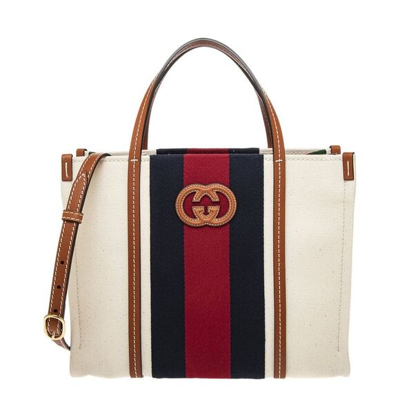 Gucci Interlocking G Small Canvas & Leather Tote - Picture 1 of 3